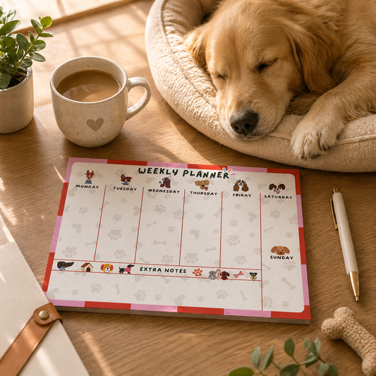 Dog Themed Weekly Planner Pad | Magnetic Fridge Planner | Gift for Pet Lovers