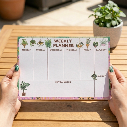Weekly Planner Pad, Magnetic Fridge Organizer, A5 Botanical Desk Notepad