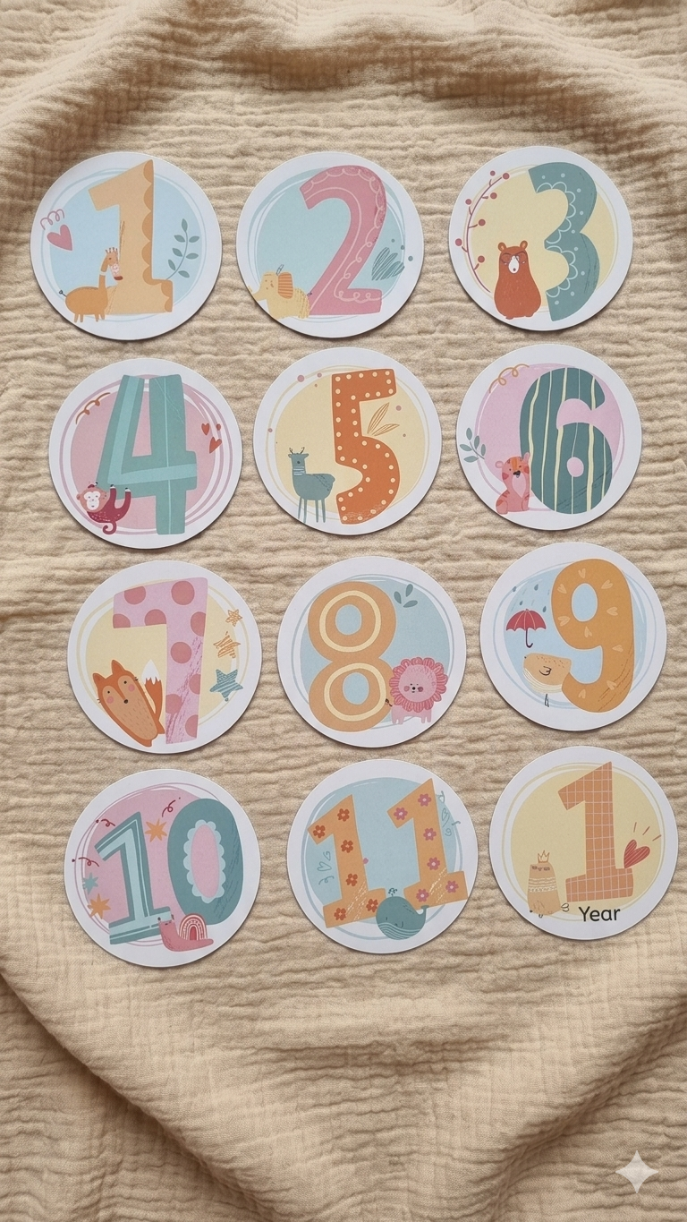 Baby Monthly Cards | 1–12 Month Photo Props | Baby Shower Set for New Parents
