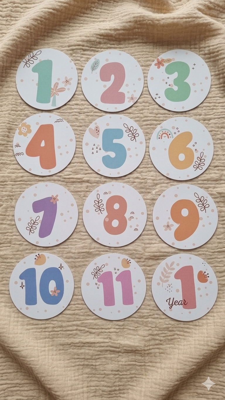 Baby Monthly Cards | 1–12 Month Photo Props | Baby Shower Set for New Parents