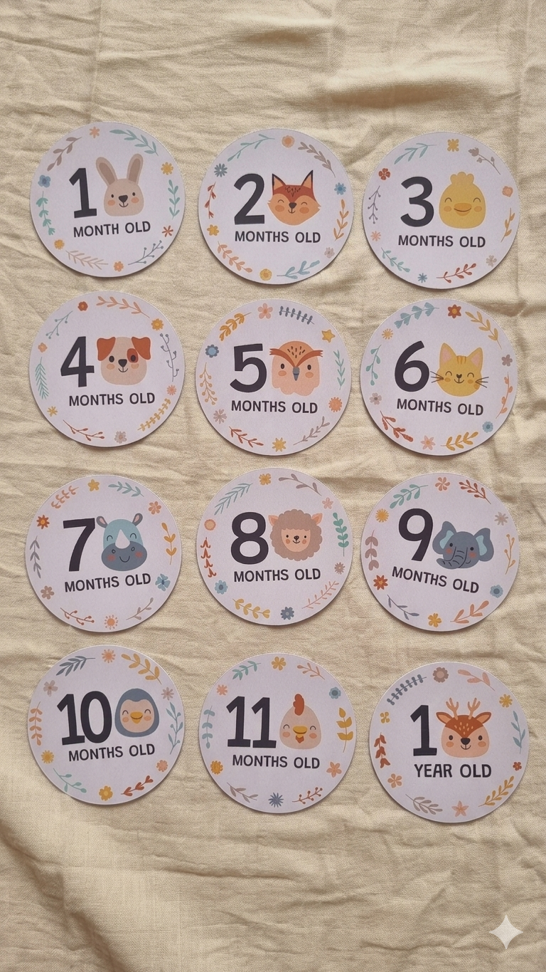 Baby Monthly Cards | 1–12 Month Photo Props | Baby Shower Set for New Parents