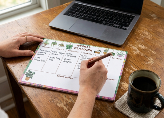 Weekly Planner Pad, Magnetic Fridge Organizer, A5 Botanical Desk Notepad