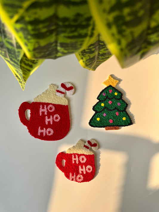 Christmas Handmade Mug Rug | Boho Style Coaster & Wall Art