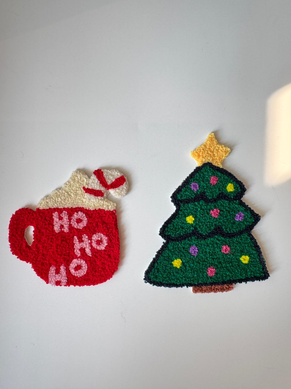 Christmas Handmade Mug Rug | Boho Style Coaster & Wall Art