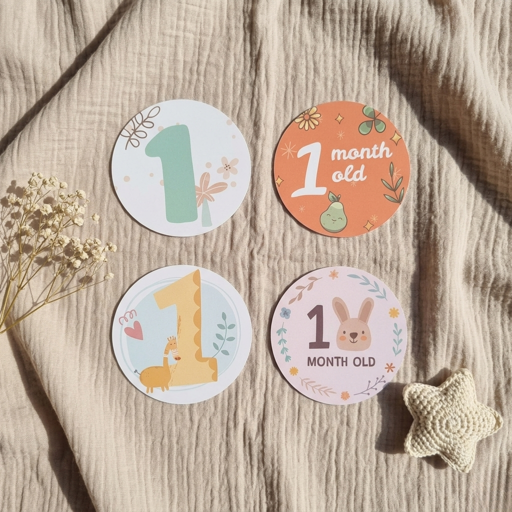 Baby Monthly Cards | 1–12 Month Photo Props | Baby Shower Set for New Parents